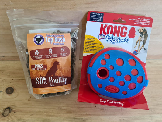 Kong Rewards Wally with 500g BMDR Treats. Save £1.40