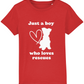 'Just a Boy who loves rescues'  - premium organic cotton children's tee